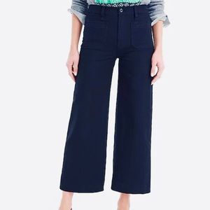 J Crew Point Sur Wide Leg Crop Pant in Navy